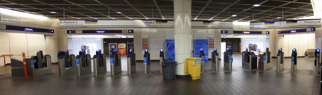 New signage and fare gates at Burrard SkyTrain Station