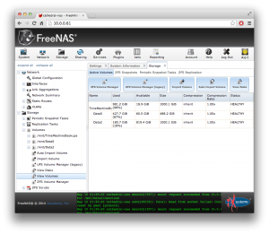 FreeNAS web interface